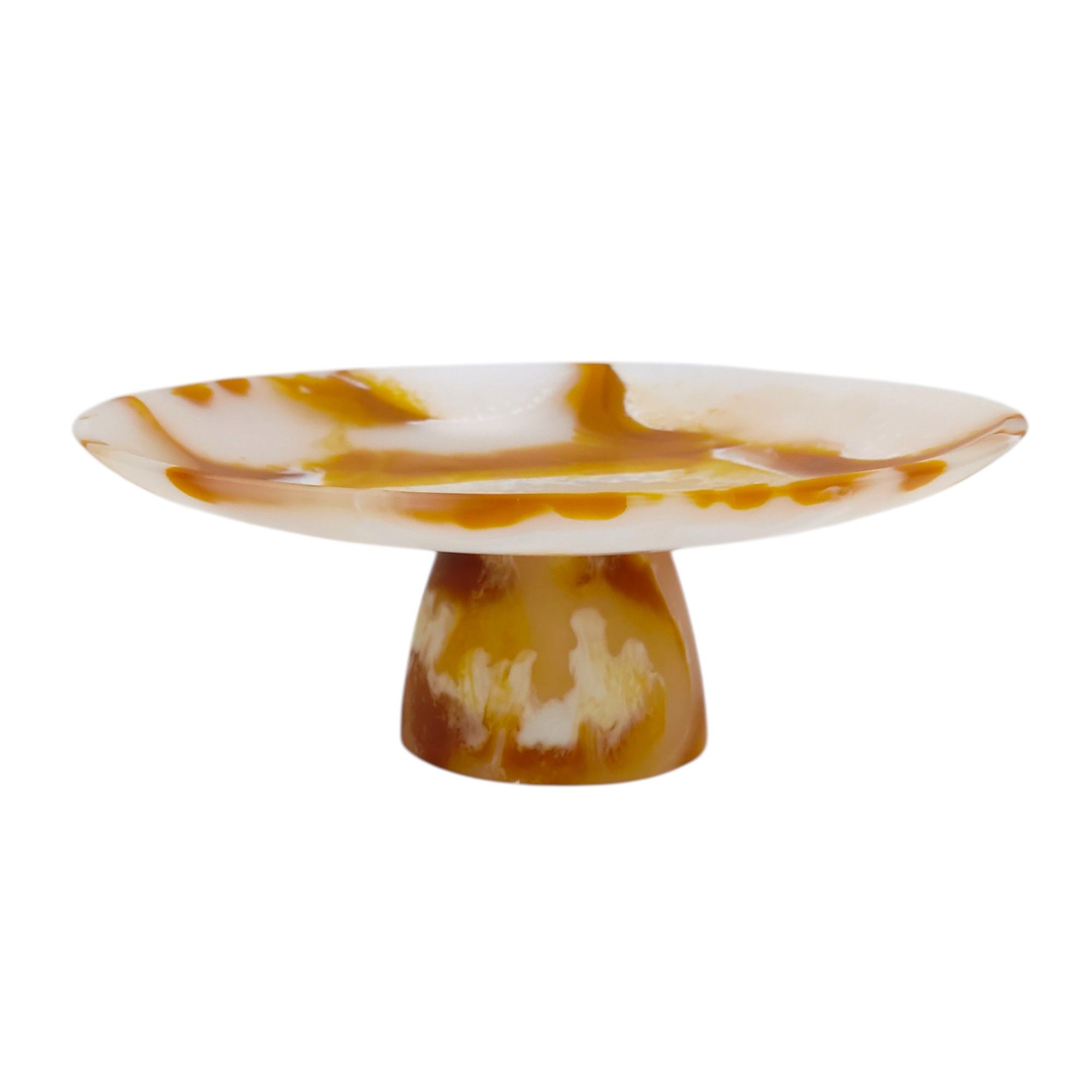 קערה על רגל פולירזין חום טייגר קוטר 24 גובה 9 ס"מ