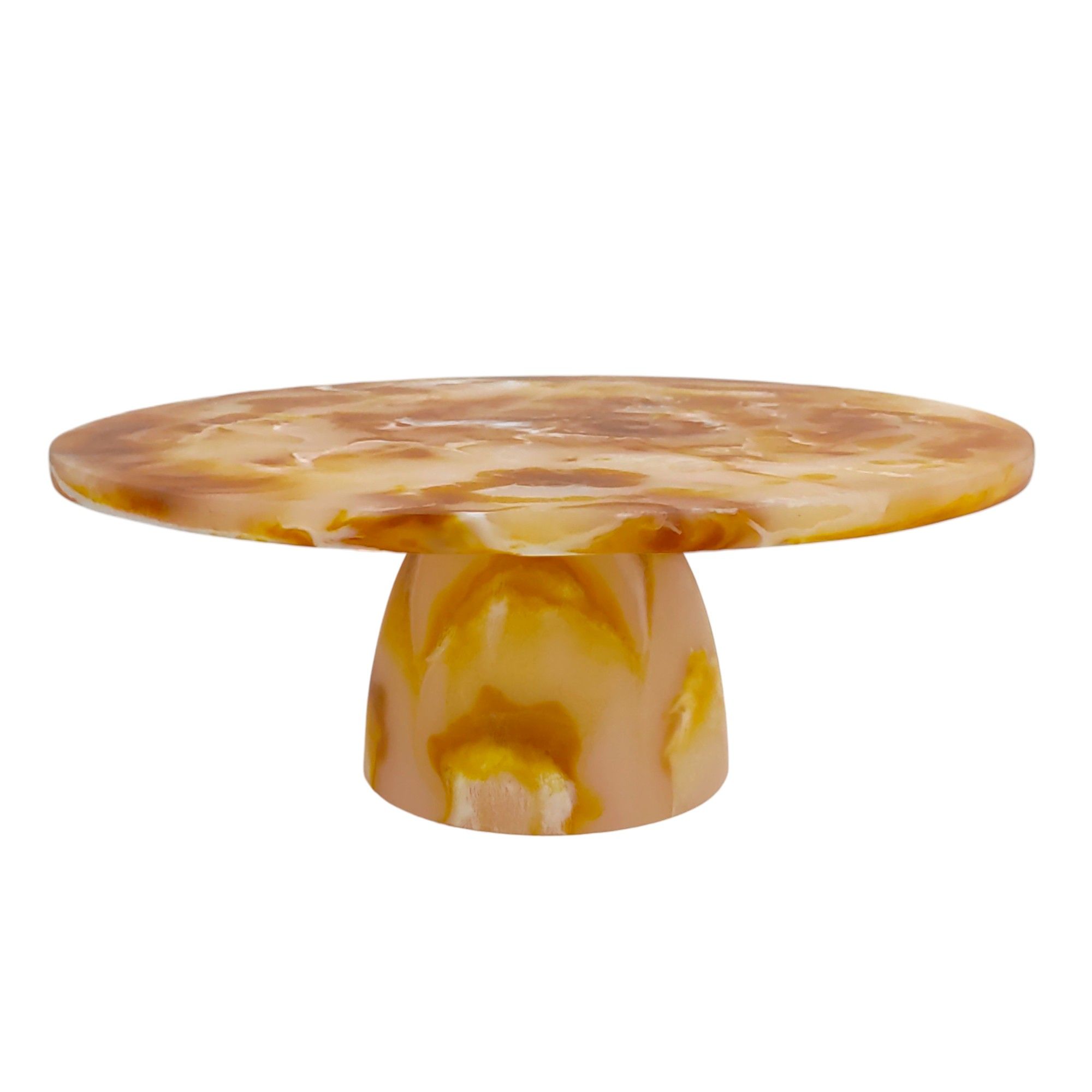 מגש על רגל פולירזין חום טייגר קוטר 30.5 גובה 14 ס"מ