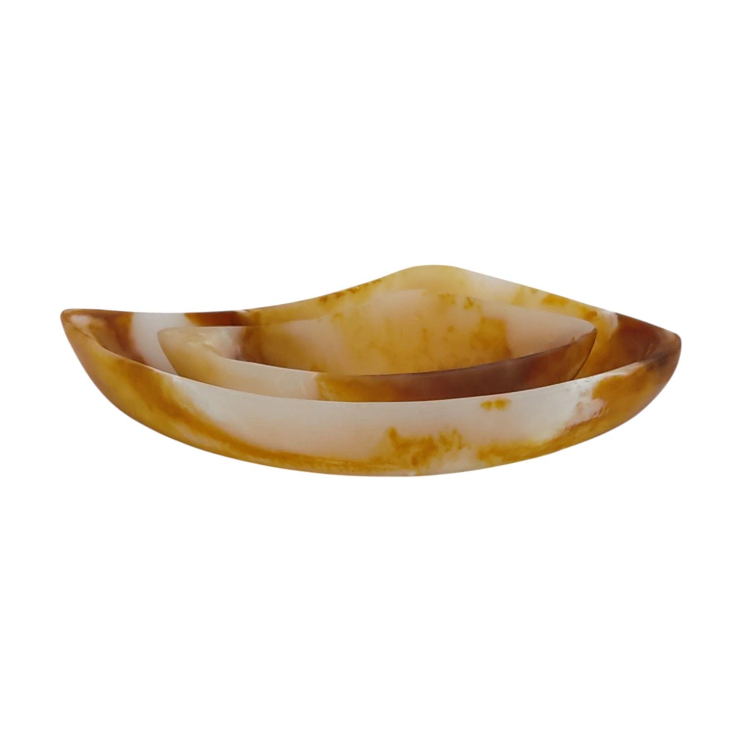 סט 2 צלחות סירה פולירזין חום טייגר 15/9 ס"מ 22/12.5 גובה 4 ס"מ