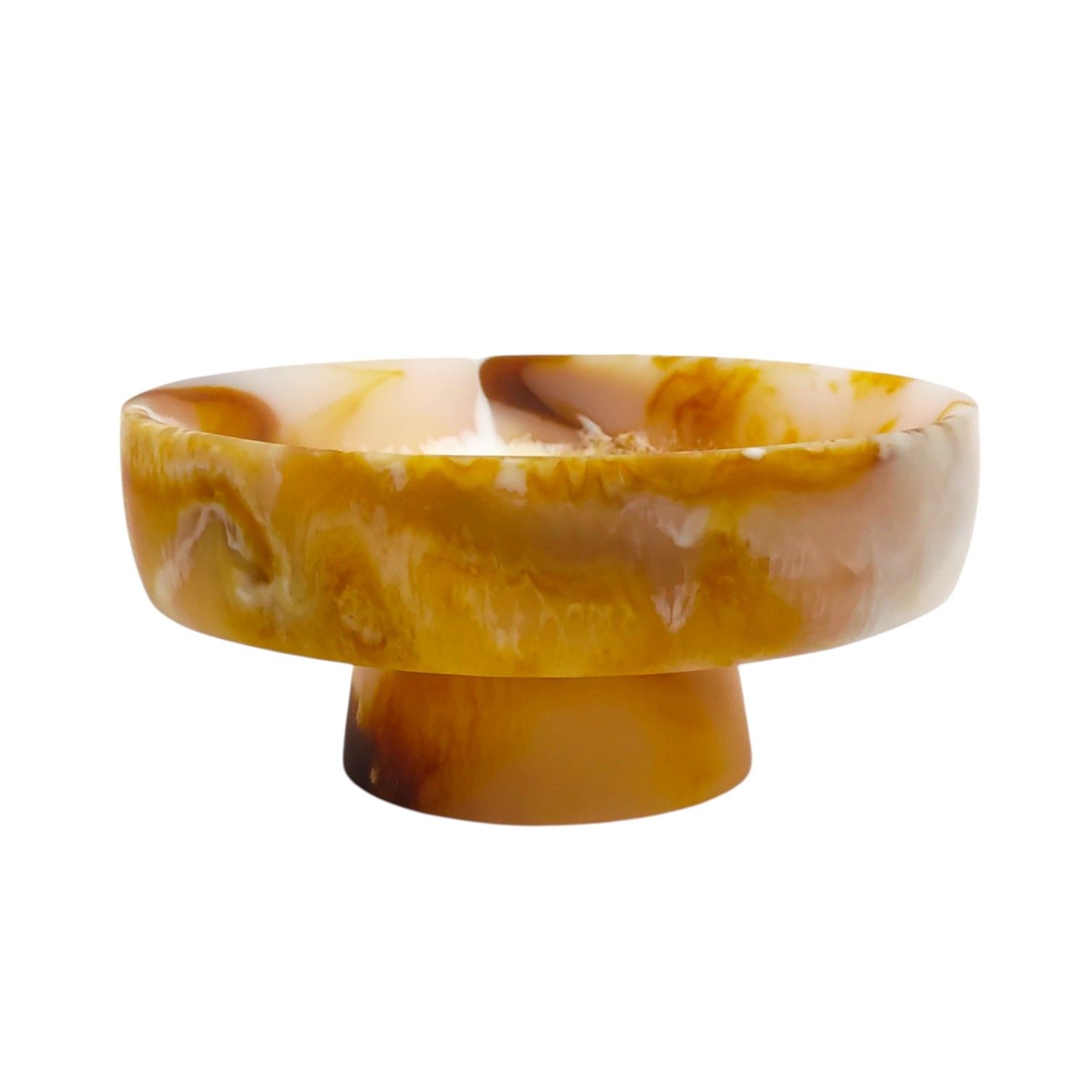 קערה על רגל פולירזין חום טייגר קוטר 15.25 גובה 8.25 ס"מ