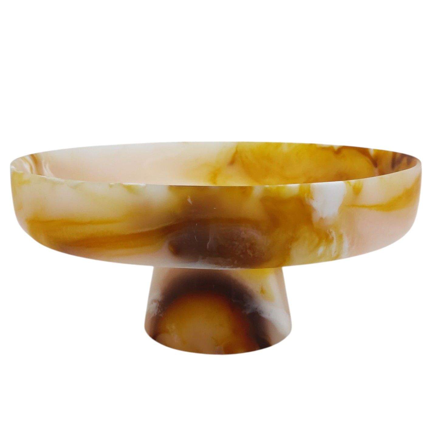 קערה על רגל פולירזין חום טייגר קוטר 25.5 גובה 9.5 ס"מ