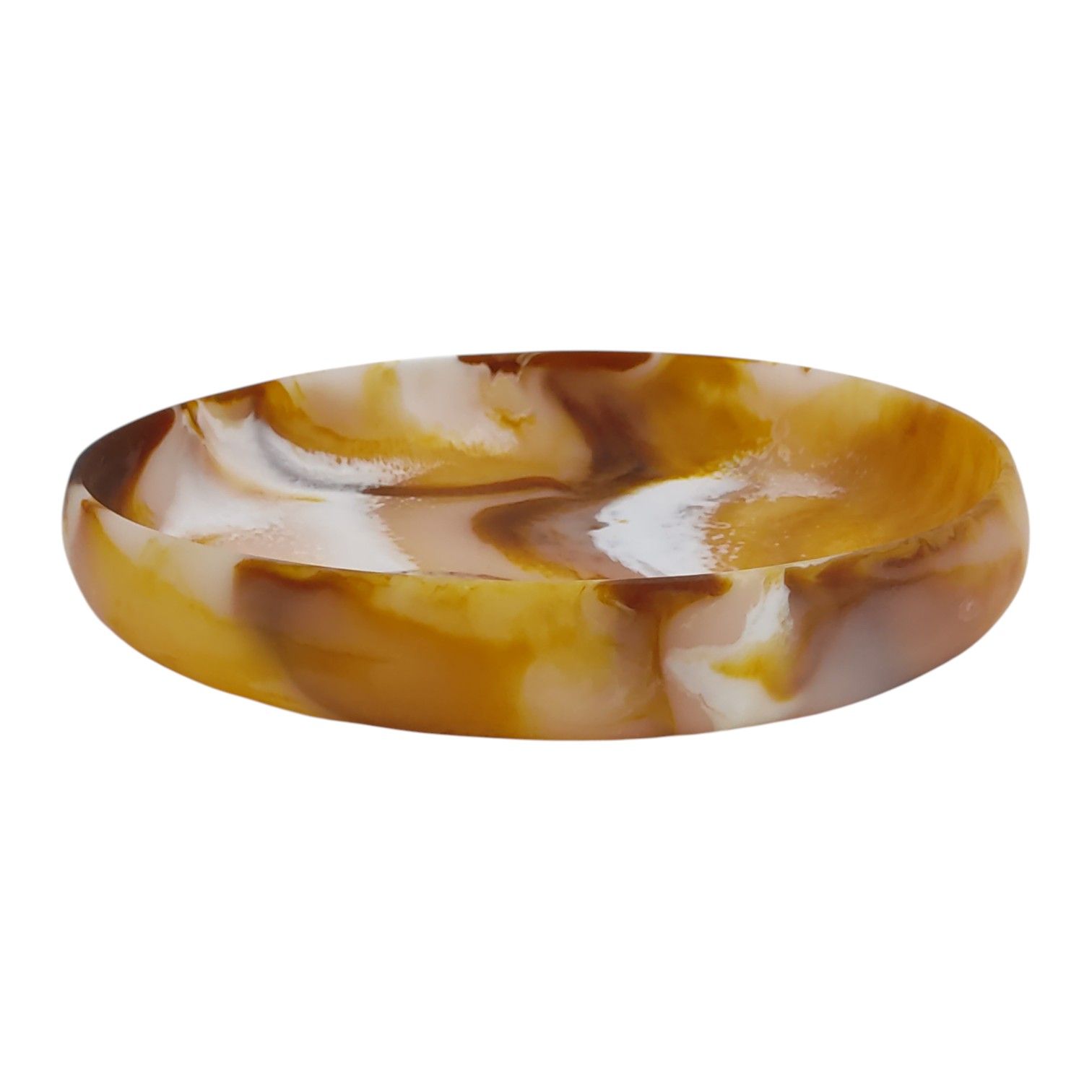 קערה על רגל אובלית 30.5/25.5 ס"מ פולירזין חום טייגר גובה 5 ס"מ