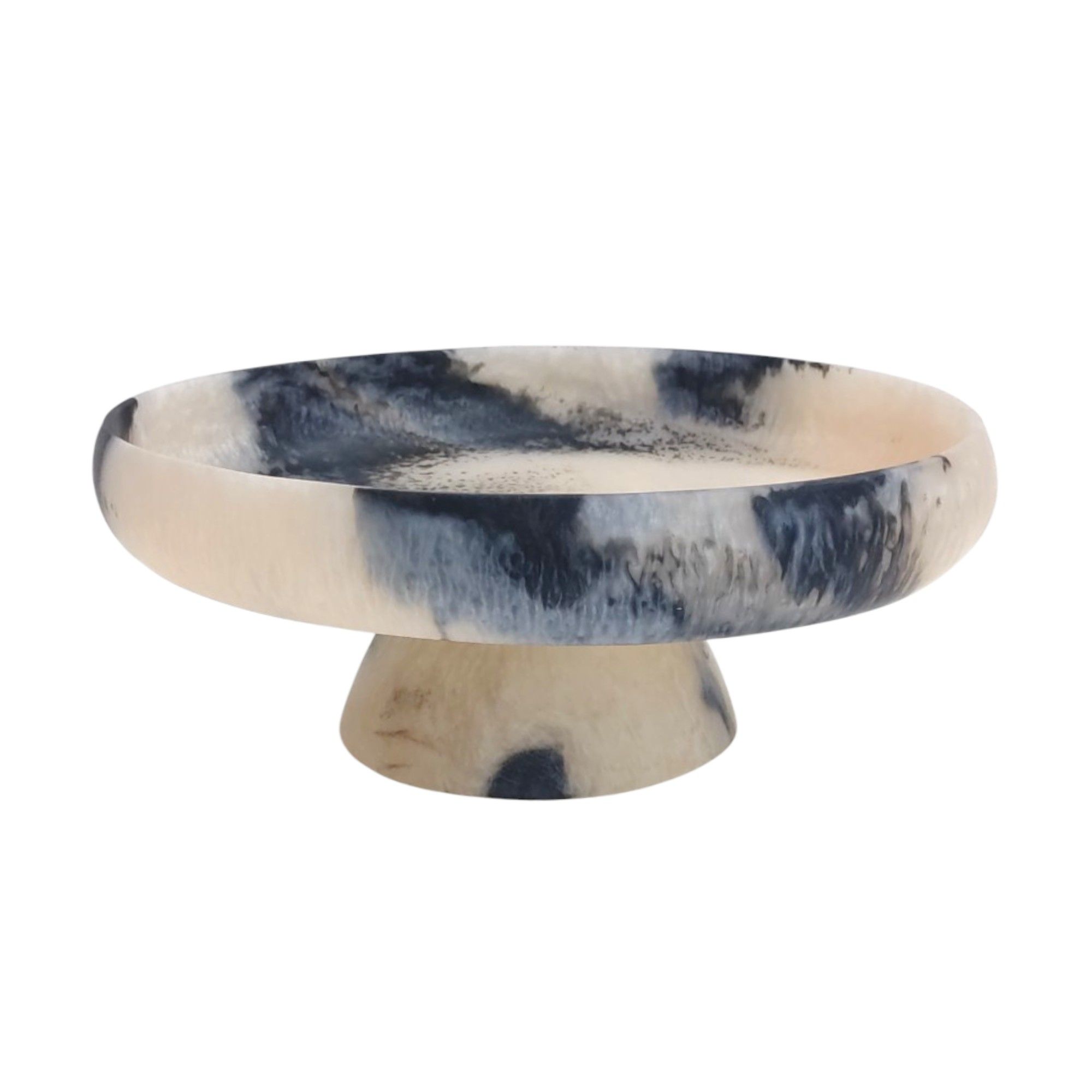 קערה על רגל אובלית 30.5/25.5 ס"מ פולירזין אפור גובה 14 ס"מ