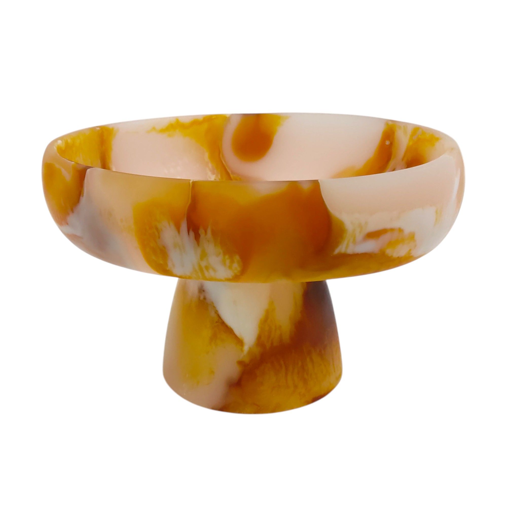 קערה על רגל אובלית 19/7.4 ס"מ פולירזין חום טייגר גובה 11.5 ס"מ