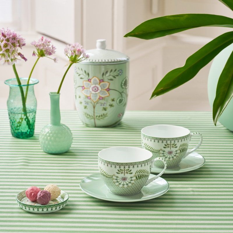 Lily&Lotus זוג ספלי תה+תחתיות ירוק בהיר 280 מ"ל