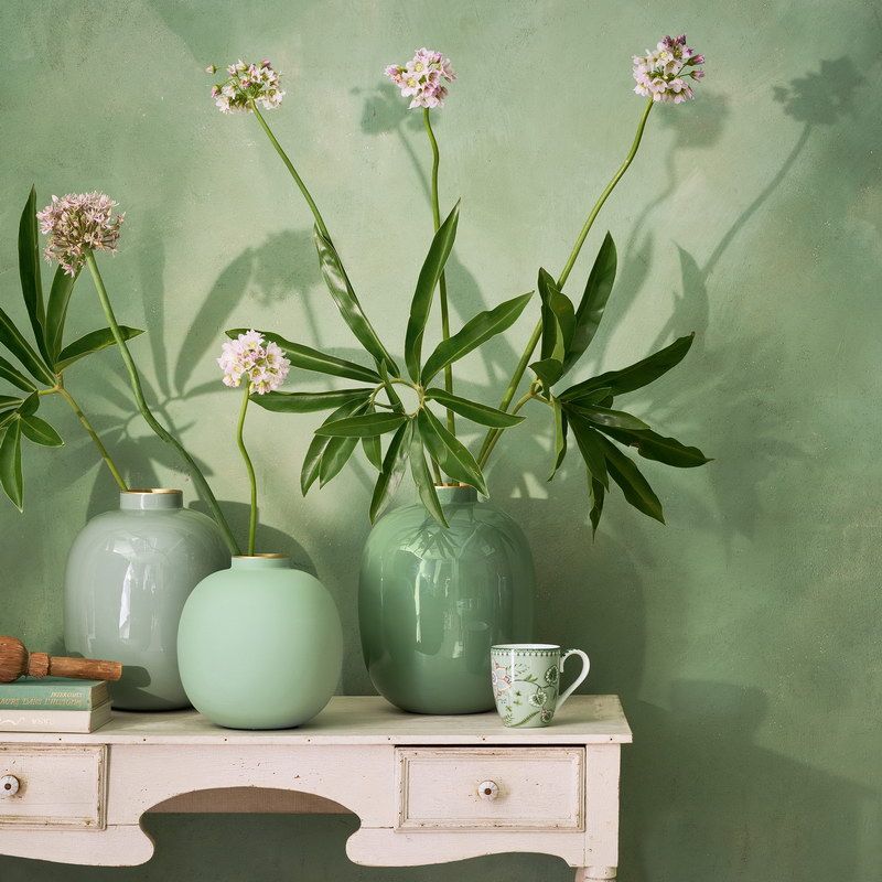 Love Birds אגרטל מתכת ירוק גובה 23 קוטר 16 ס"מ home decor