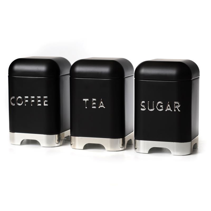 סט תה קפה סוכר שחור רוחב 11.5 גובה 17.8 ס"מ /כסף /מתכת