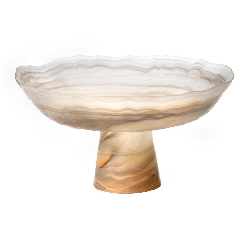 Ella amber קערה על רגל זכוכית קוטר 26 גובה 10.5 ס"מ