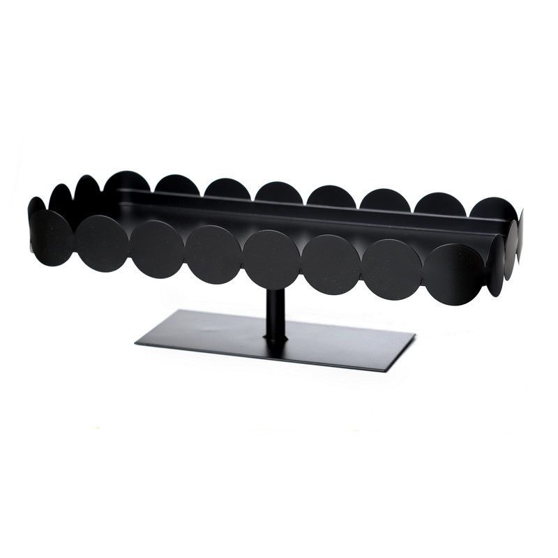 מגש מתכת מלבן שחור שוליים מקושתים 40/16.5 גובה 12 ס"מ