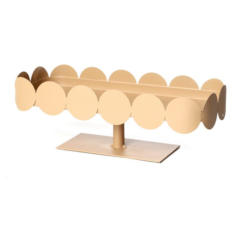 מגש מתכת מלבן בז' שוליים מקושתים 29/12 גובה 10 ס"מ