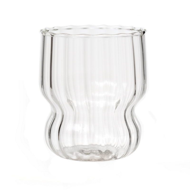 זוג כוסות זכוכית פסים שקופה 300 מ"ל