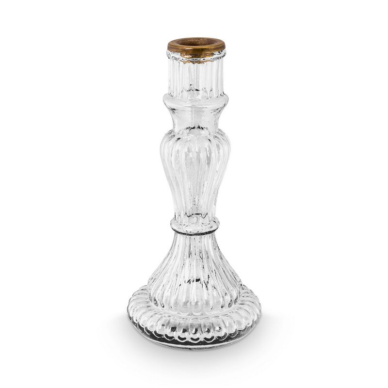 סט 2 פמוטי זכוכית Home decor שקוף h20D8.5
