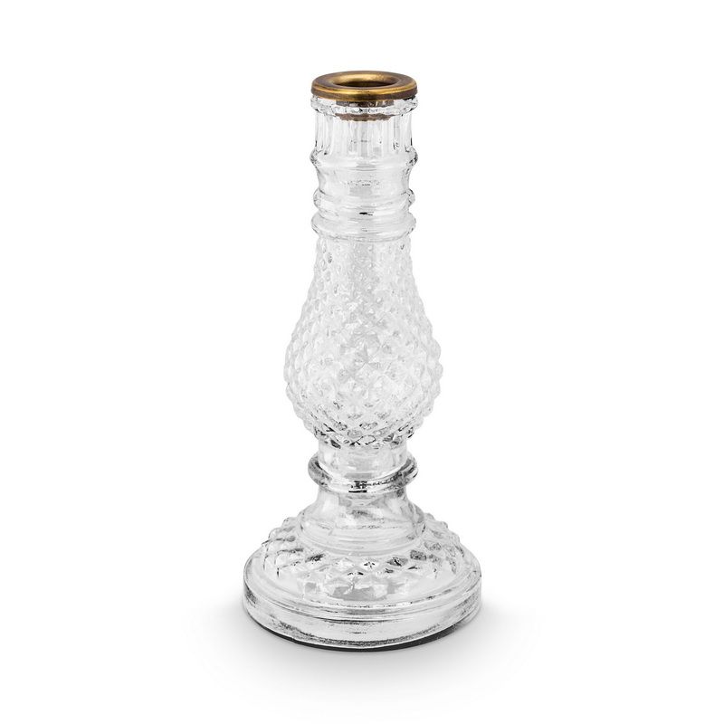 סט 2 פמוטי זכוכית Home decor שקוף h20D8.5