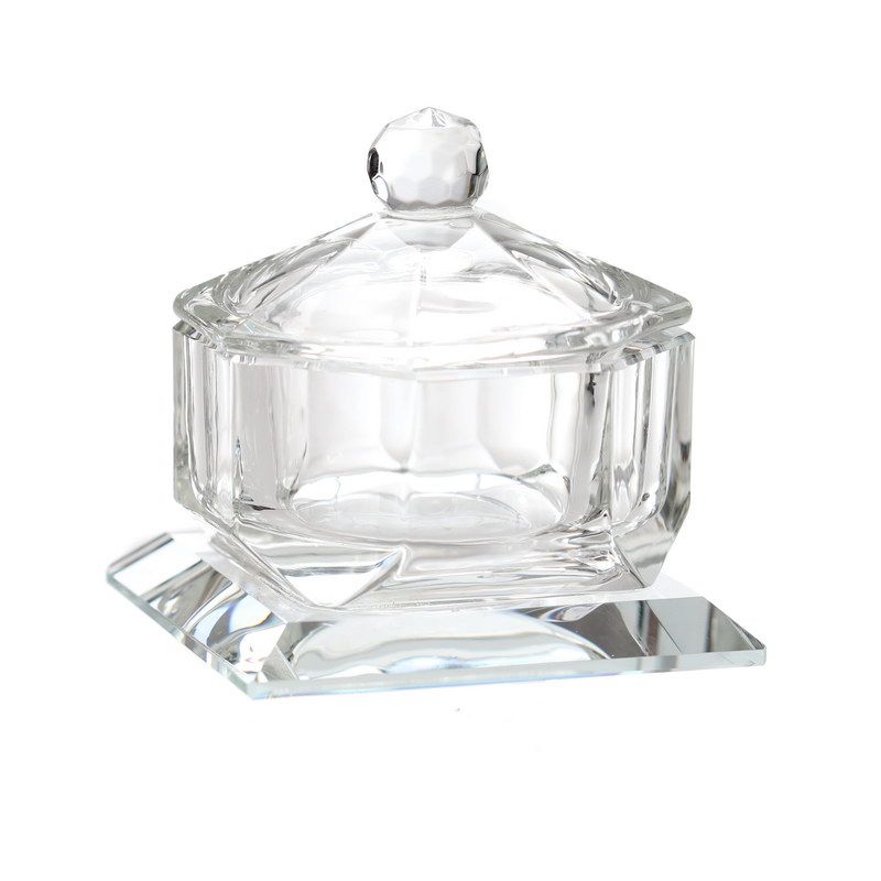 מלחיית זכוכית Clear glass salt cellar with cover on base dia.5.5h5cm חושן
